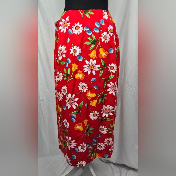 Portraits by Northern Isles Vintage Tropical Floral Wrap Midi Skirt sz PM - Picture 4 of 6